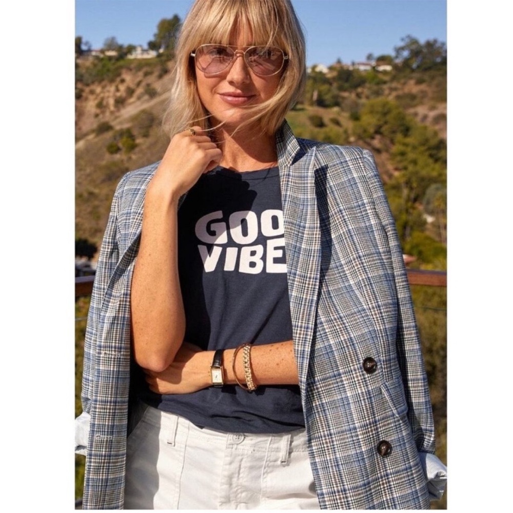 Evereve Ivy Blazer Plaid NEW with Tags Small Academia Office Business Blue - Picture 10 of 10